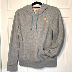 NWOT adidas Gray Hoodie with Turquoise and Yellow Accents Super Cute!